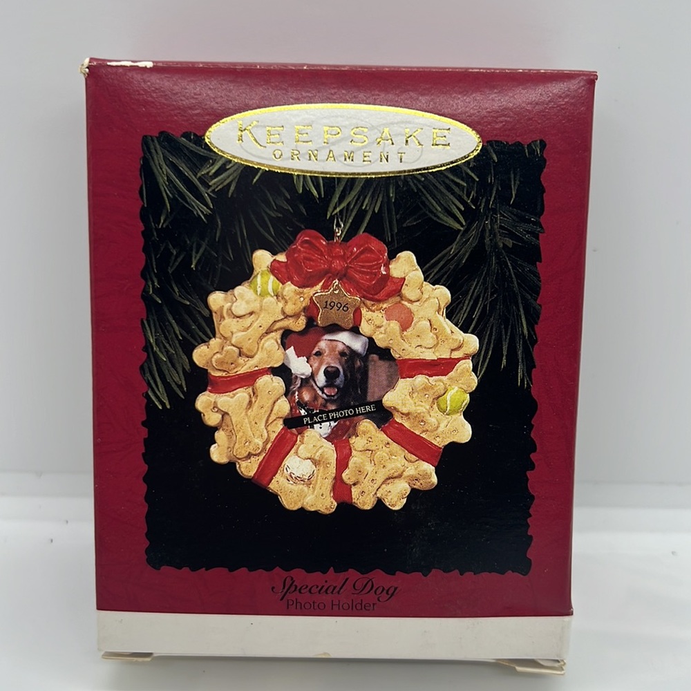 3/$25 1996 special Dog photo holder Hallmark keepsake ornament
